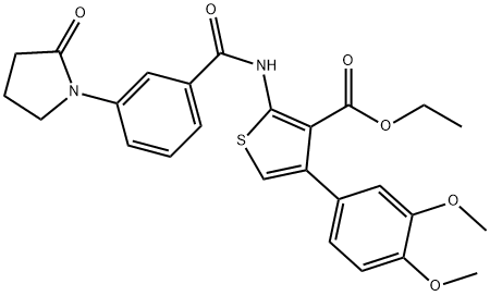 ethyl 4-(3,4-dimethoxyphenyl)-2-[[3-(2-oxopyrrolidin-1-yl)benzoyl]amino]thiophene-3-carboxylate 结构式