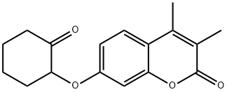 3,4-dimethyl-7-(2-oxocyclohexyl)oxychromen-2-one 结构式