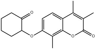 3,4,8-trimethyl-7-(2-oxocyclohexyl)oxychromen-2-one 结构式