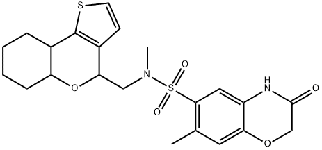 N-(5a,6,7,8,9,9a-hexahydro-4H-thieno[3,2-c]chromen-4-ylmethyl)-N,7-dimethyl-3-oxo-4H-1,4-benzoxazine-6-sulfonamide 结构式