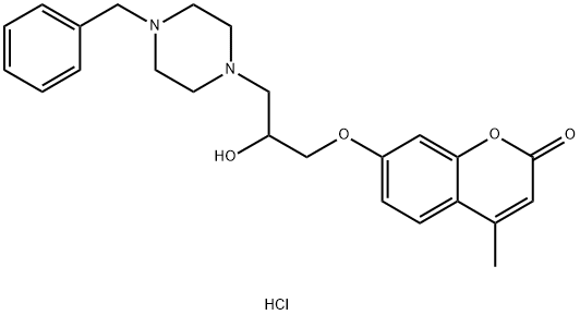 7-[3-(4-benzylpiperazin-1-yl)-2-hydroxypropoxy]-4-methylchromen-2-one dihydrochloride 结构式