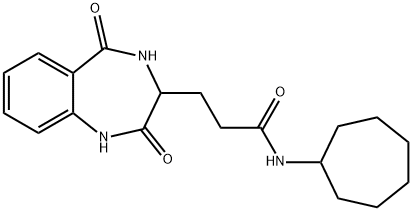 N-cycloheptyl-3-(2,5-dioxo-3,4-dihydro-1H-1,4-benzodiazepin-3-yl)propanamide 结构式