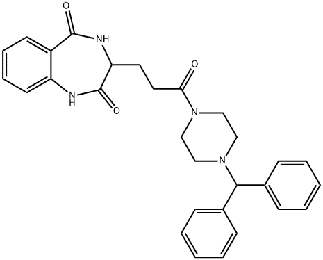 3-[3-(4-benzhydrylpiperazin-1-yl)-3-oxopropyl]-3,4-dihydro-1H-1,4-benzodiazepine-2,5-dione 结构式