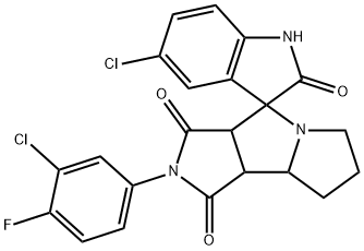 5-chloro-2'-(3-chloro-4-fluorophenyl)spiro[1H-indole-3,4'-3a,6,7,8,8a,8b-hexahydropyrrolo[3,4-a]pyrrolizine]-1',2,3'-trione 结构式