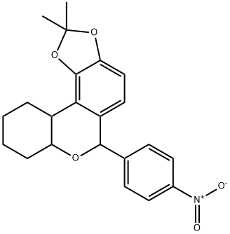 2,2-dimethyl-6-(4-nitrophenyl)-7a,8,9,10,11,11a-hexahydro-6H-[1,3]benzodioxolo[6,7-c]chromene 结构式