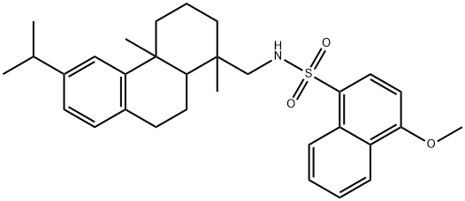 N-[(1,4a-dimethyl-6-propan-2-yl-2,3,4,9,10,10a-hexahydrophenanthren-1-yl)methyl]-4-methoxynaphthalene-1-sulfonamide 结构式