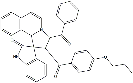 3'-benzoyl-2'-(4-propoxybenzoyl)spiro[1H-indole-3,1'-3,10b-dihydro-2H-pyrrolo[2,1-a]isoquinoline]-2-one 结构式