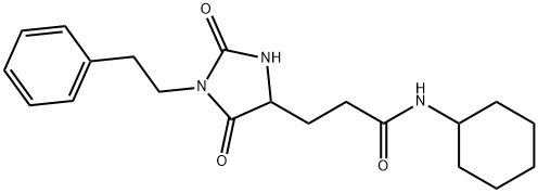 N-cyclohexyl-3-[2,5-dioxo-1-(2-phenylethyl)imidazolidin-4-yl]propanamide 结构式