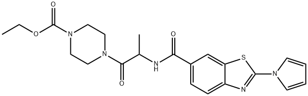 ethyl 4-[2-[(2-pyrrol-1-yl-1,3-benzothiazole-6-carbonyl)amino]propanoyl]piperazine-1-carboxylate 结构式