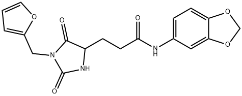 N-(1,3-benzodioxol-5-yl)-3-[1-(furan-2-ylmethyl)-2,5-dioxoimidazolidin-4-yl]propanamide 结构式