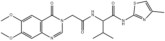 2-[[2-(6,7-dimethoxy-4-oxoquinazolin-3-yl)acetyl]amino]-3-methyl-N-(4-methyl-1,3-thiazol-2-yl)butanamide 结构式