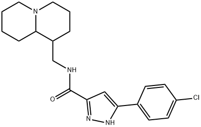 N-(2,3,4,6,7,8,9,9a-octahydro-1H-quinolizin-1-ylmethyl)-3-(4-chlorophenyl)-1H-pyrazole-5-carboxamide 结构式