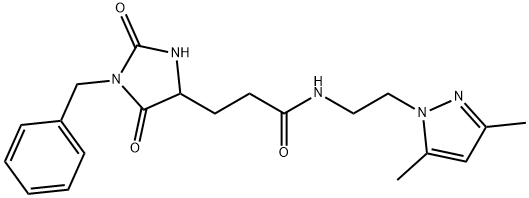 3-(1-benzyl-2,5-dioxoimidazolidin-4-yl)-N-[2-(3,5-dimethylpyrazol-1-yl)ethyl]propanamide 结构式