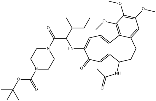 tert-butyl 4-[2-[(7-acetamido-1,2,3-trimethoxy-9-oxo-6,7-dihydro-5H-benzo[a]heptalen-10-yl)amino]-3-methylpentanoyl]piperazine-1-carboxylate 结构式