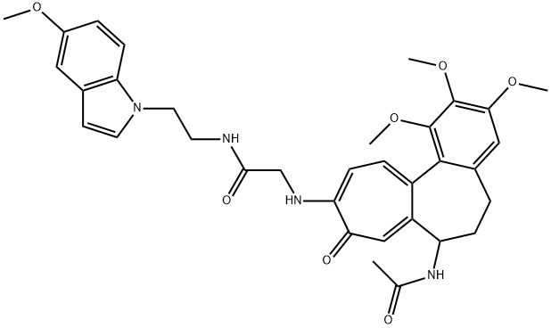 2-[(7-acetamido-1,2,3-trimethoxy-9-oxo-6,7-dihydro-5H-benzo[a]heptalen-10-yl)amino]-N-[2-(5-methoxyindol-1-yl)ethyl]acetamide 结构式