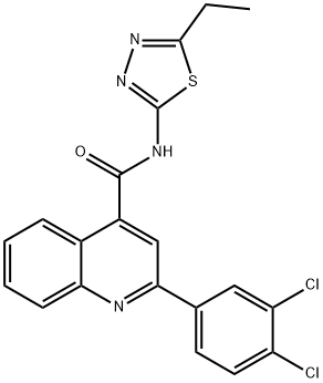 2-(3,4-dichlorophenyl)-N-(5-ethyl-1,3,4-thiadiazol-2-yl)quinoline-4-carboxamide 结构式