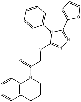 1-(3,4-dihydro-2H-quinolin-1-yl)-2-[[5-(furan-2-yl)-4-phenyl-1,2,4-triazol-3-yl]sulfanyl]ethanone 结构式