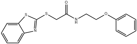 2-(1,3-benzothiazol-2-ylsulfanyl)-N-(2-phenoxyethyl)acetamide 结构式