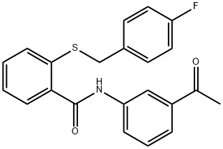 N-(3-acetylphenyl)-2-[(4-fluorophenyl)methylsulfanyl]benzamide 结构式