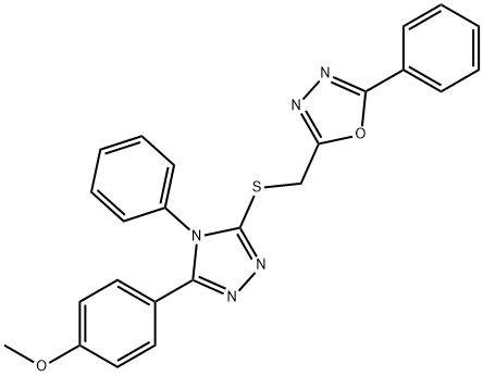 2-[[5-(4-methoxyphenyl)-4-phenyl-1,2,4-triazol-3-yl]sulfanylmethyl]-5-phenyl-1,3,4-oxadiazole 结构式