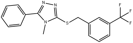 4-methyl-3-phenyl-5-[[3-(trifluoromethyl)phenyl]methylsulfanyl]-1,2,4-triazole 结构式