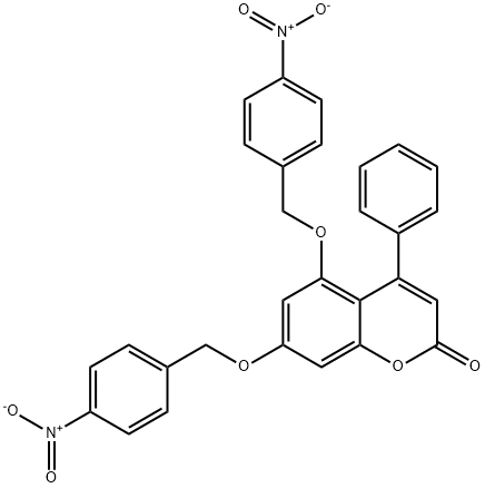 5,7-bis[(4-nitrophenyl)methoxy]-4-phenylchromen-2-one 结构式