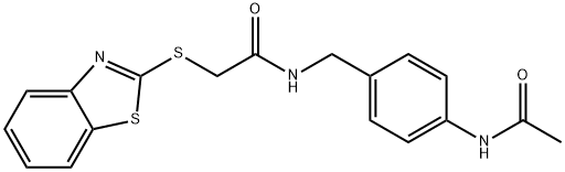 N-[(4-acetamidophenyl)methyl]-2-(1,3-benzothiazol-2-ylsulfanyl)acetamide 结构式