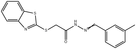 2-(1,3-benzothiazol-2-ylsulfanyl)-N-[(E)-(3-methylphenyl)methylideneamino]acetamide 结构式