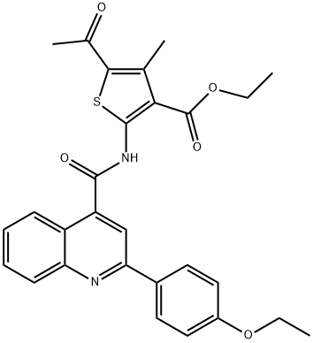 ethyl 5-acetyl-2-[[2-(4-ethoxyphenyl)quinoline-4-carbonyl]amino]-4-methylthiophene-3-carboxylate 结构式