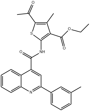 ethyl 5-acetyl-4-methyl-2-[[2-(3-methylphenyl)quinoline-4-carbonyl]amino]thiophene-3-carboxylate 结构式