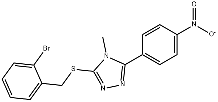 3-[(2-bromophenyl)methylsulfanyl]-4-methyl-5-(4-nitrophenyl)-1,2,4-triazole 结构式