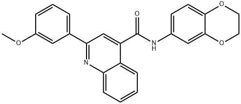 N-(2,3-dihydro-1,4-benzodioxin-6-yl)-2-(3-methoxyphenyl)quinoline-4-carboxamide 结构式