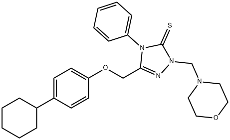 5-[(4-cyclohexylphenoxy)methyl]-2-(morpholin-4-ylmethyl)-4-phenyl-1,2,4-triazole-3-thione 结构式