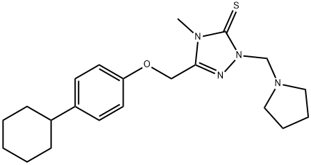 5-[(4-cyclohexylphenoxy)methyl]-4-methyl-2-(pyrrolidin-1-ylmethyl)-1,2,4-triazole-3-thione 结构式