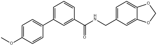 N-(1,3-benzodioxol-5-ylmethyl)-3-(4-methoxyphenyl)benzamide 结构式