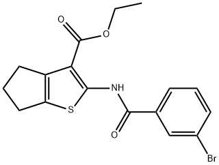 ethyl 2-[(3-bromobenzoyl)amino]-5,6-dihydro-4H-cyclopenta[b]thiophene-3-carboxylate 结构式