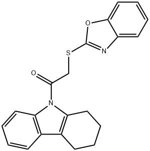 2-(1,3-benzoxazol-2-ylsulfanyl)-1-(1,2,3,4-tetrahydrocarbazol-9-yl)ethanone 结构式