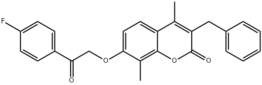 3-benzyl-7-[2-(4-fluorophenyl)-2-oxoethoxy]-4,8-dimethylchromen-2-one 结构式