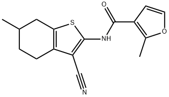 N-(3-cyano-6-methyl-4,5,6,7-tetrahydro-1-benzothiophen-2-yl)-2-methylfuran-3-carboxamide 结构式