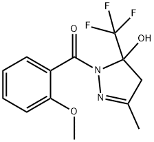 [5-hydroxy-3-methyl-5-(trifluoromethyl)-4H-pyrazol-1-yl]-(2-methoxyphenyl)methanone 结构式