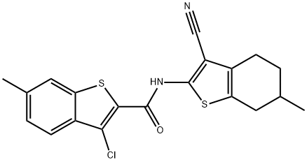 3-chloro-N-(3-cyano-6-methyl-4,5,6,7-tetrahydro-1-benzothiophen-2-yl)-6-methyl-1-benzothiophene-2-carboxamide 结构式