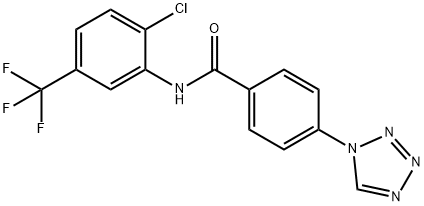 N-[2-chloro-5-(trifluoromethyl)phenyl]-4-(tetrazol-1-yl)benzamide 结构式