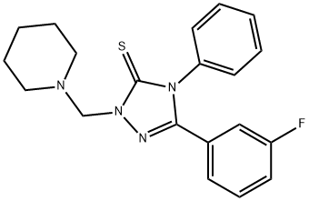 5-(3-fluorophenyl)-4-phenyl-2-(piperidin-1-ylmethyl)-1,2,4-triazole-3-thione 结构式