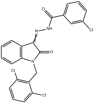 3-chloro-N-[(Z)-[1-[(2,6-dichlorophenyl)methyl]-2-oxoindol-3-ylidene]amino]benzamide 结构式