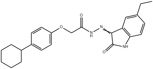 2-(4-cyclohexylphenoxy)-N'-(5-ethyl-2-oxoindol-3-yl)acetohydrazide 结构式