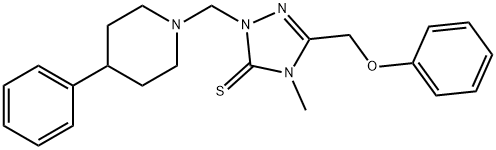 4-methyl-5-(phenoxymethyl)-2-[(4-phenylpiperidin-1-yl)methyl]-1,2,4-triazole-3-thione 结构式