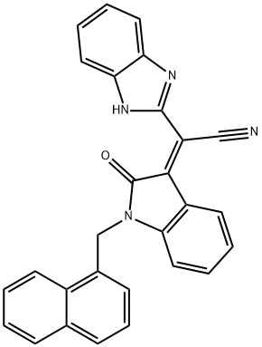 (2Z)-2-(1H-benzimidazol-2-yl)-2-[1-(naphthalen-1-ylmethyl)-2-oxoindol-3-ylidene]acetonitrile 结构式