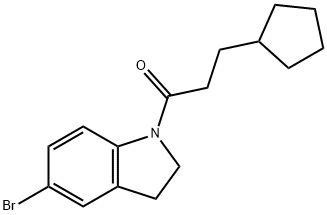 1-(5-bromo-2,3-dihydroindol-1-yl)-3-cyclopentylpropan-1-one 结构式