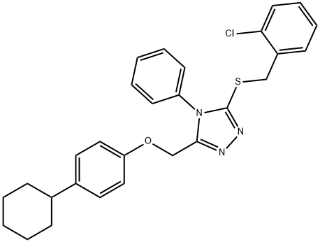 3-[(2-chlorophenyl)methylsulfanyl]-5-[(4-cyclohexylphenoxy)methyl]-4-phenyl-1,2,4-triazole 结构式