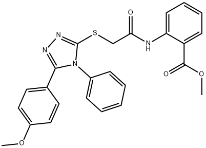 methyl 2-[[2-[[5-(4-methoxyphenyl)-4-phenyl-1,2,4-triazol-3-yl]sulfanyl]acetyl]amino]benzoate 结构式